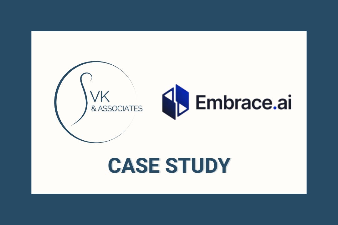 Logos of SVK & Associates and Embrace.ai with the label CASE STUDY